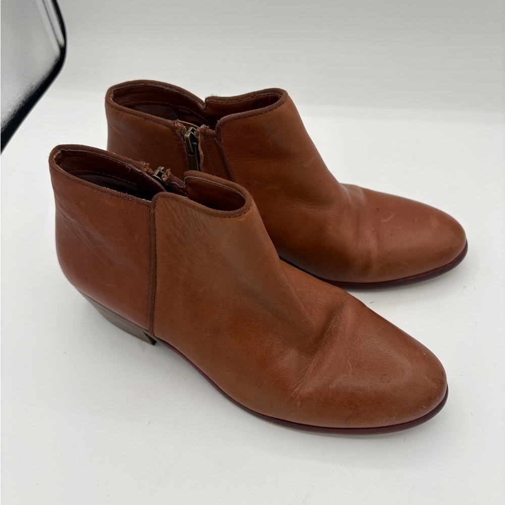 Sam Edelman Brown Leather Ankle Booties with Side Zipper